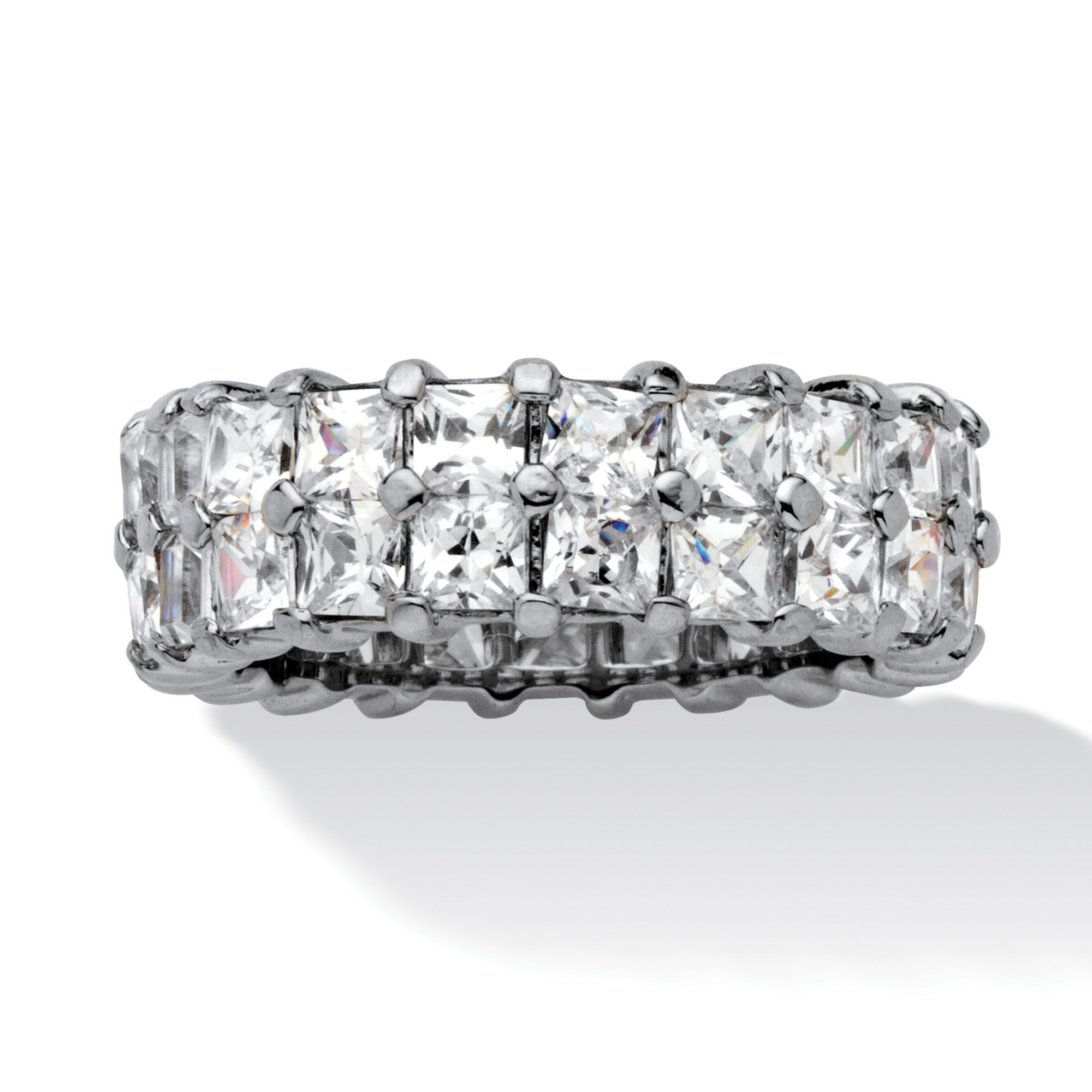 DiamonUltra&trade; CZ Platinum Over Sterling Silver Double Row Ring