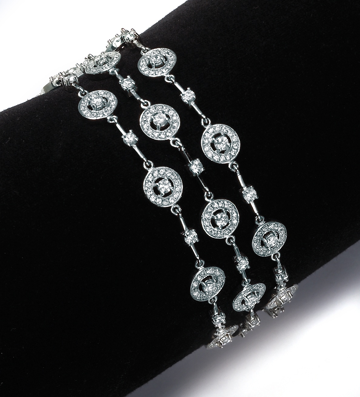 DiamonUltra&trade; CZ Platinum Over Sterling Silver Disk Bracelet 7 1/2"