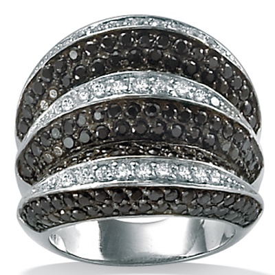 6.15 CT TW Black and White DiamonUltra&trade; Cubic Zirconia Ring in Sterling...
