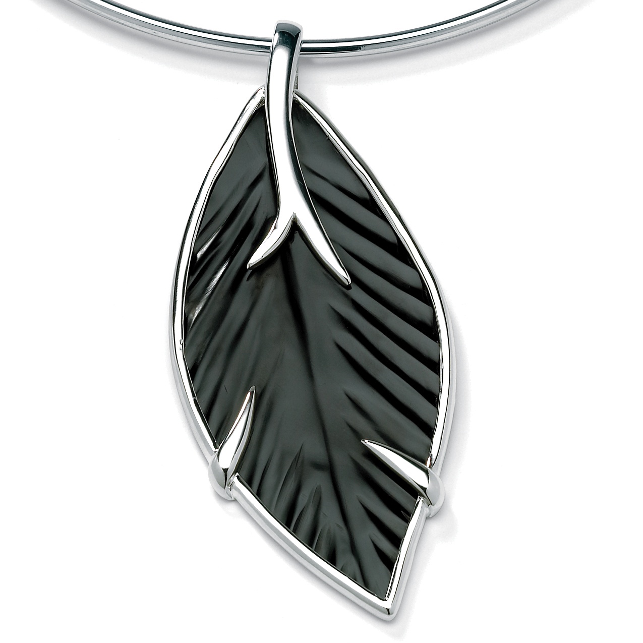 Onyx Silver Leaf Pendant | Shop PalmBeach  & Save!