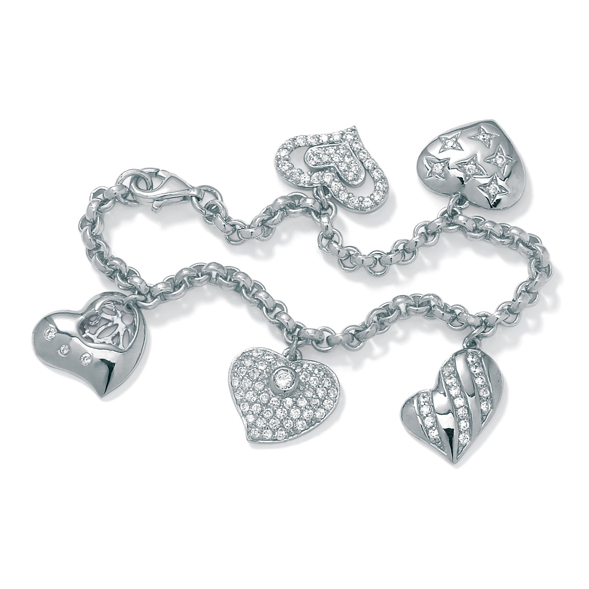 DiamonUltra&trade; CZ Heart Charm Bracelet