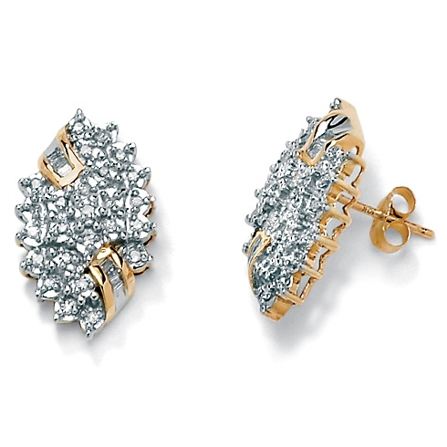 Diamond 10k Gold Cluster Earrings