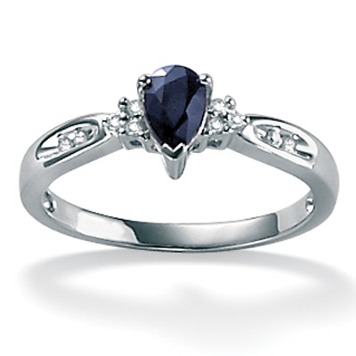 Blue Sapphire 10k White Gold Ring
