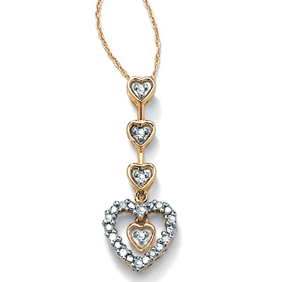 Diamond 10k Multi-Heart Pendant