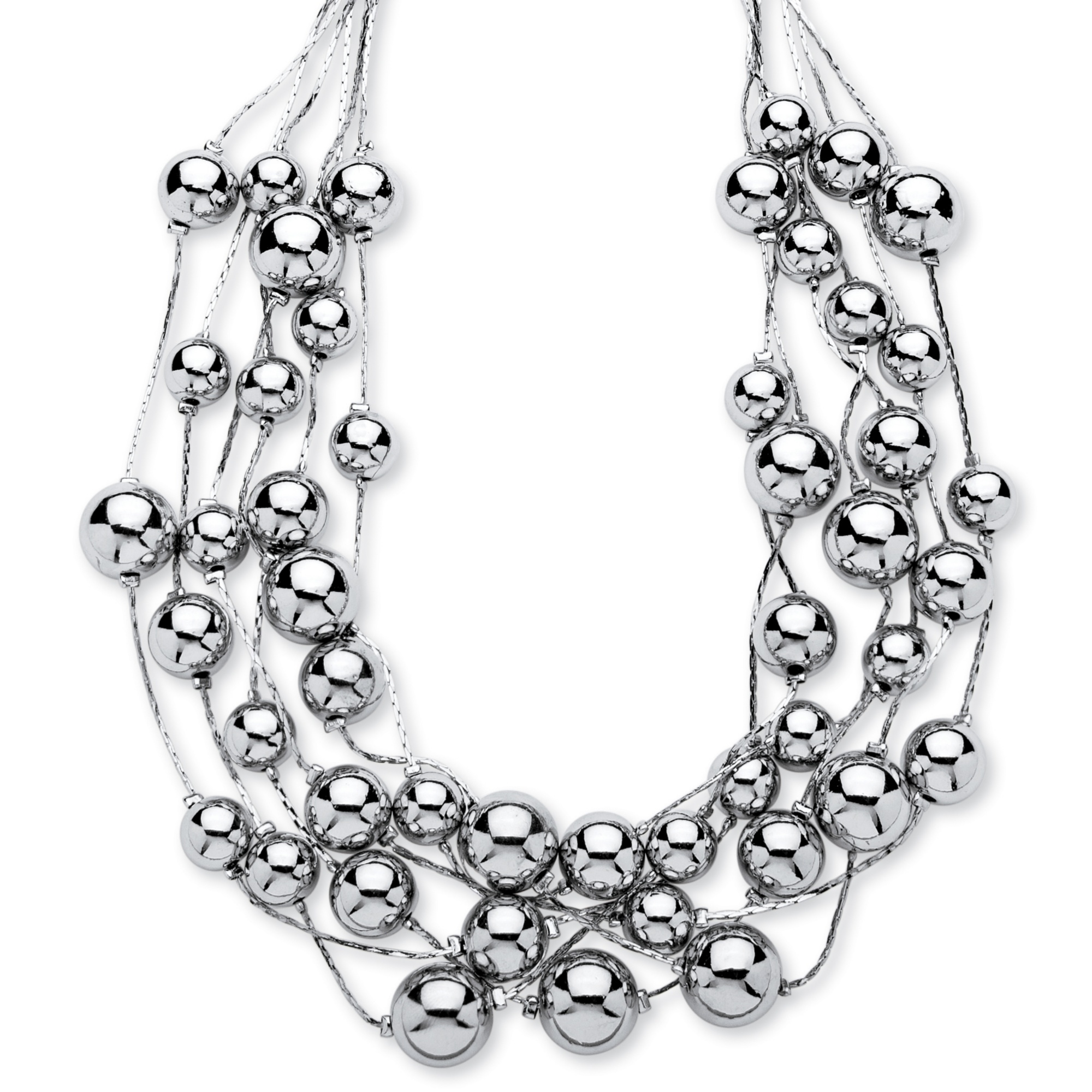 Beaded Necklace Silvertone