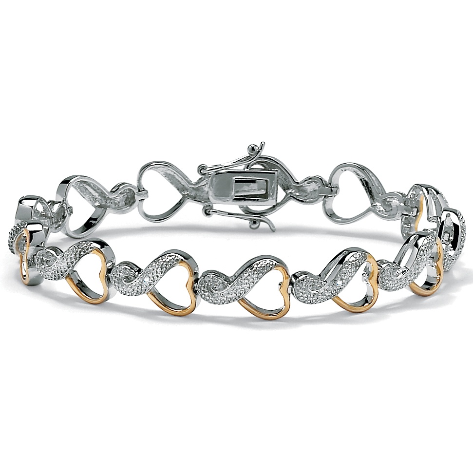 Diamond Accent 18k/Sterling Silver Bracelet 7 1/4"