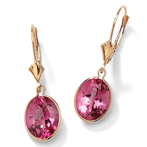 Pink Topaz 10k Gold Earrings