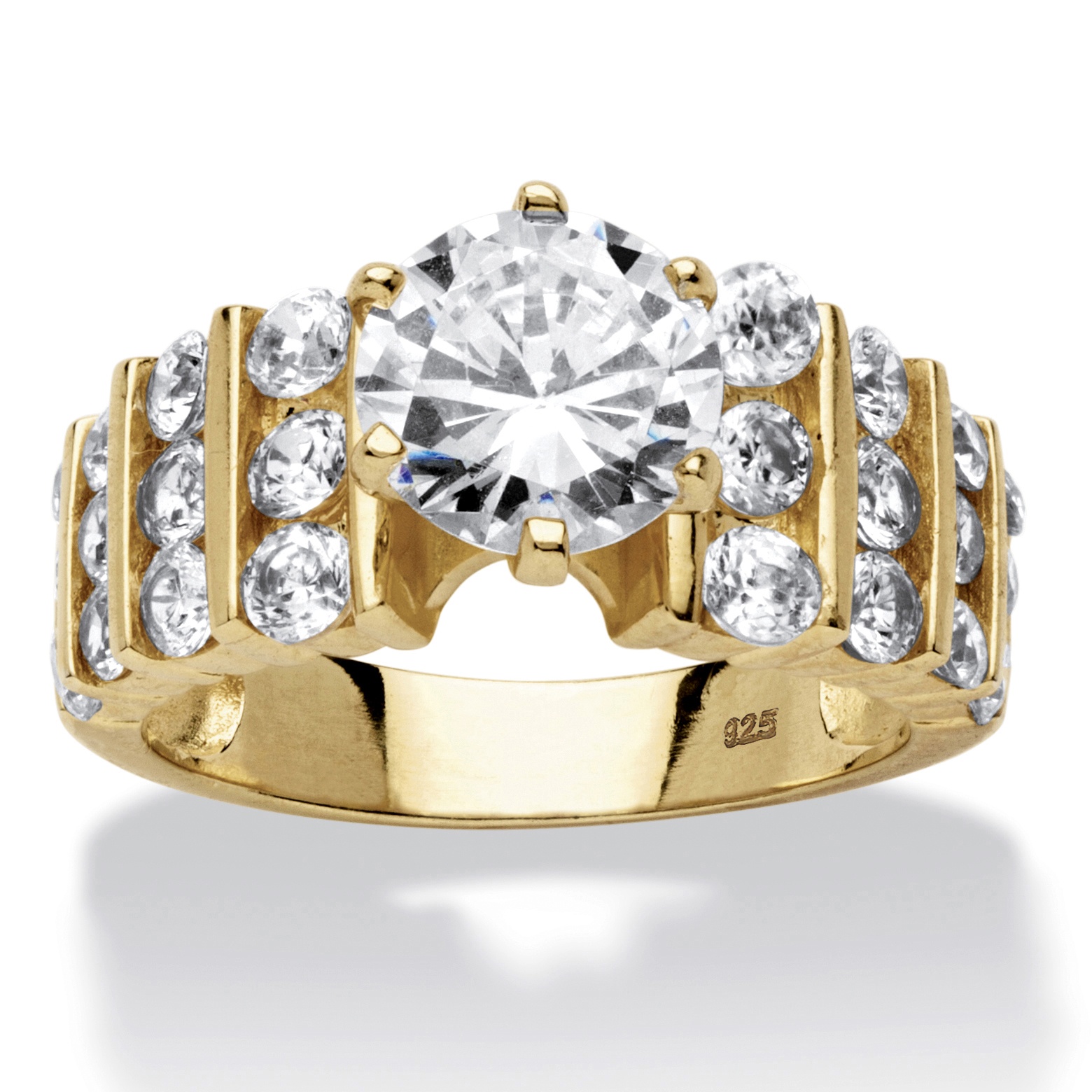 18k Gold over Sterling Silver Round and Channel-Set DiamonUltra&trade; Cubic ...