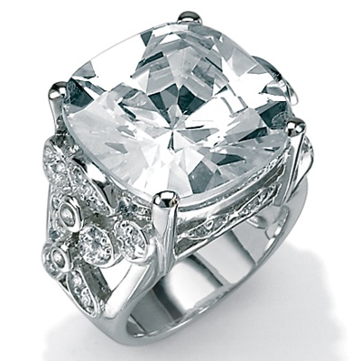 DiamonUltra™ CZ Silver Scroll Ring