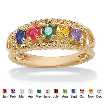 10k Gold Birthstone Family Ring