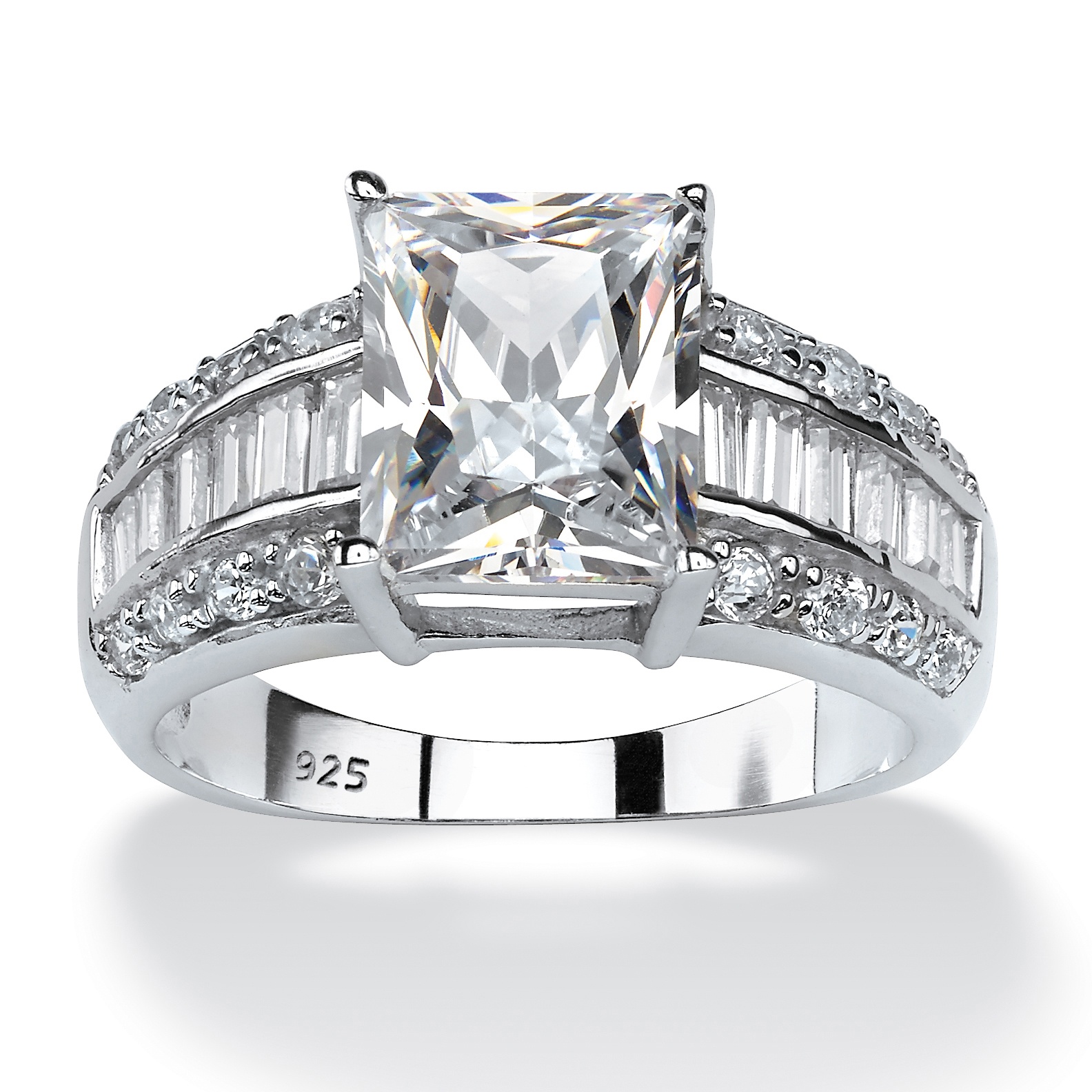 Platinum over Sterling Silver Emerald-Cut and Channel-Set DiamonUltra&trade; ...