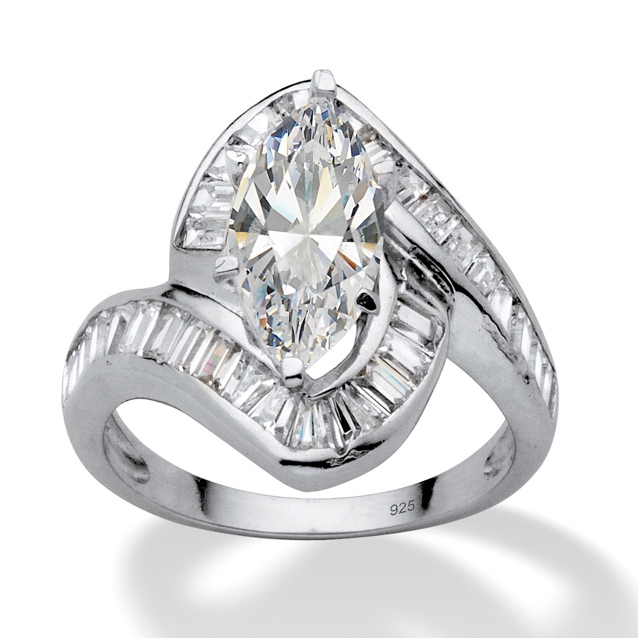DiamonUltra&trade; CZ Platinum Over Sterling Silver Channel-Set Ring