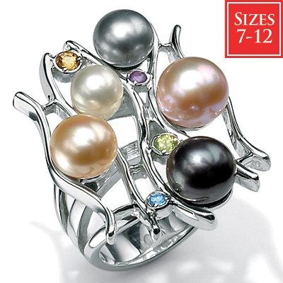 Freshwater Pearl Sterling Silver Ring, Sizes 7-12