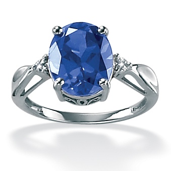 Lab-Created Blue Sapphire Platinum Over Sterling Silver Ring