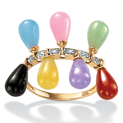 Multi-Jade 10k Gold Charm Ring | Shop PalmBeach  & Save! : palmbeachjewelry fashion designer jewelry multi-jade