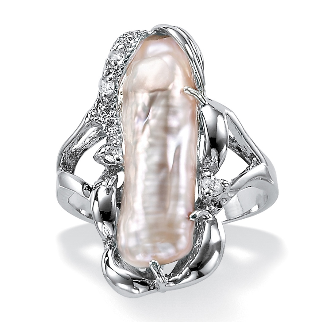 Biwa Pearl Sterling Silver Ring