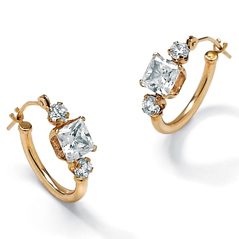 DiamonUltra&trade; CZ 10k Gold Hoop Earrings