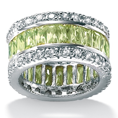 Lime Green DiamonUltra&trade; CZ Silver Ring