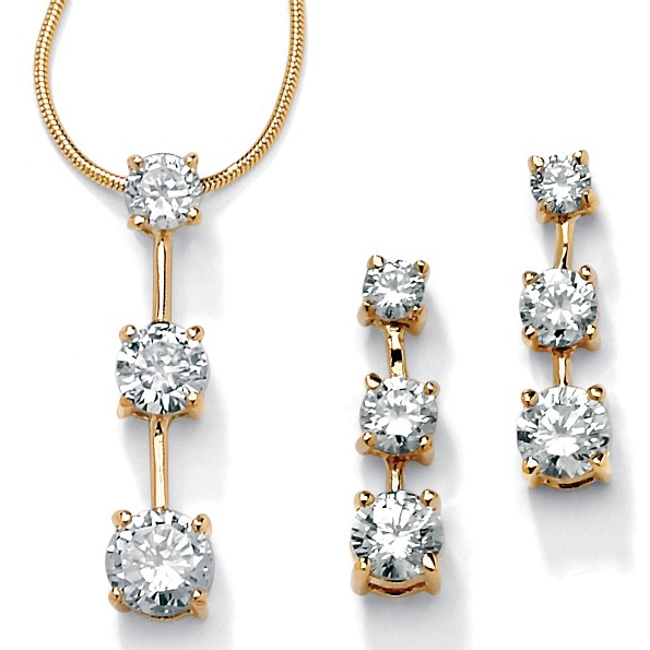 Triple DiamonUltra&trade; CZ Jewelry Set