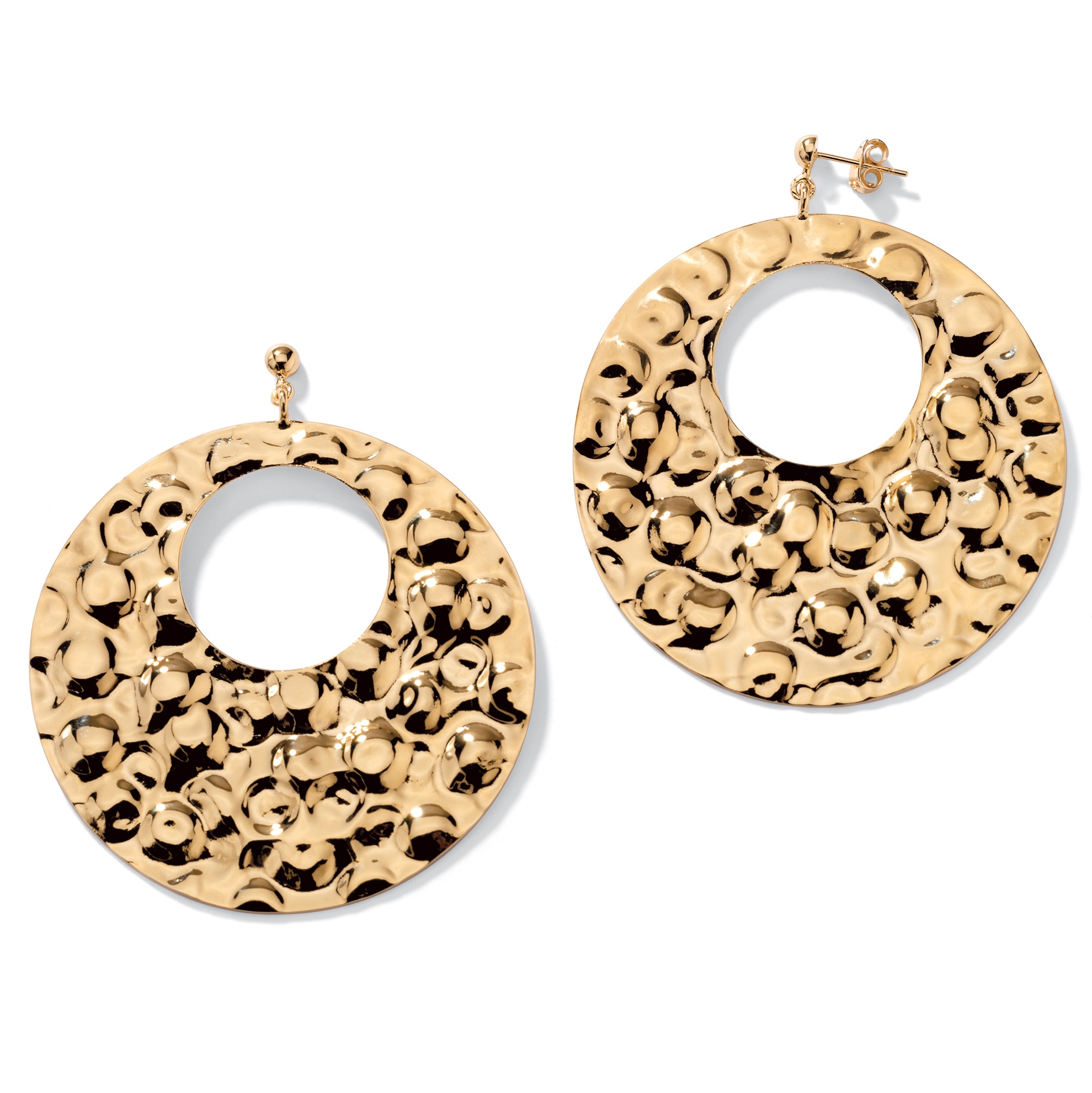 Textured Goldtone Disk Pierced Earrings