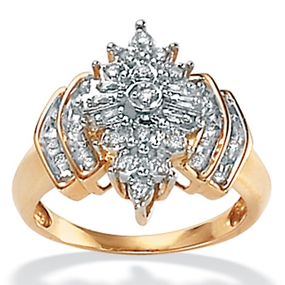 Diamond Tutone 10k Gold Cluster Ring