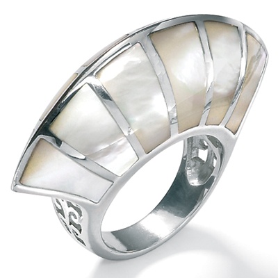 Mother-Of-Pearl Silver Inlaid Ring | Shop PalmBeach  & Save!