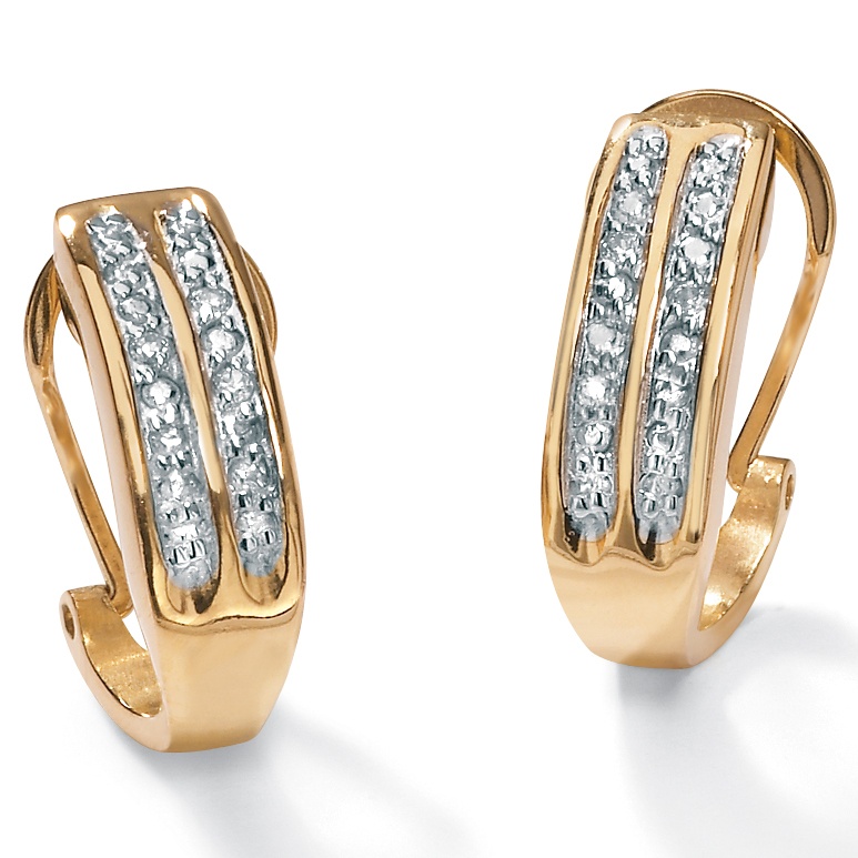 Diamond Accent 18k Gold over Sterling Silver Pierced Earrings