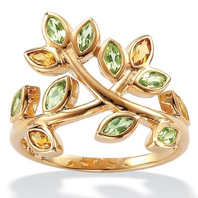 Multi-Gem 10k Gold Leaf Ring | Shop PalmBeach  & Save! : palmbeachjewelry fashion designer jewelry
