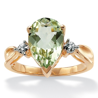 Green Amethyst 10k Gold Ring