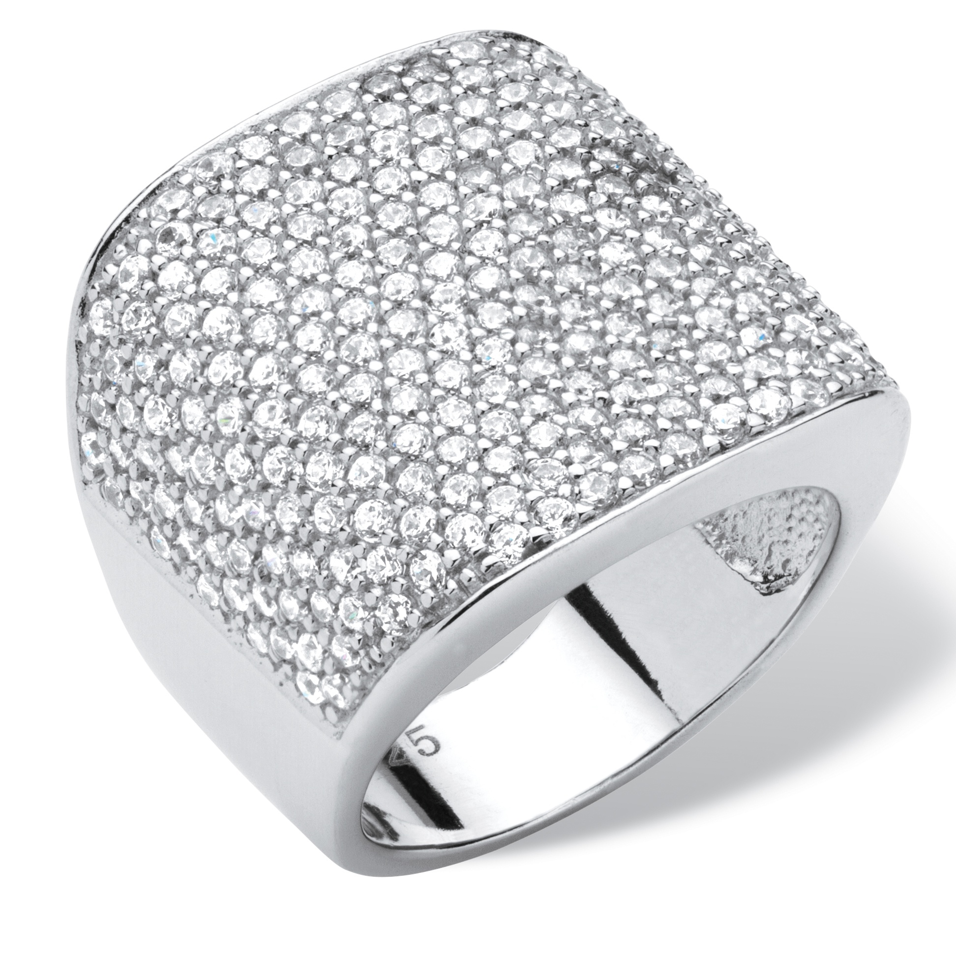 DiamonUltra&trade; CZ Platinum Over Sterling Silver Pav&eacute; Ring, Sizes 7-12