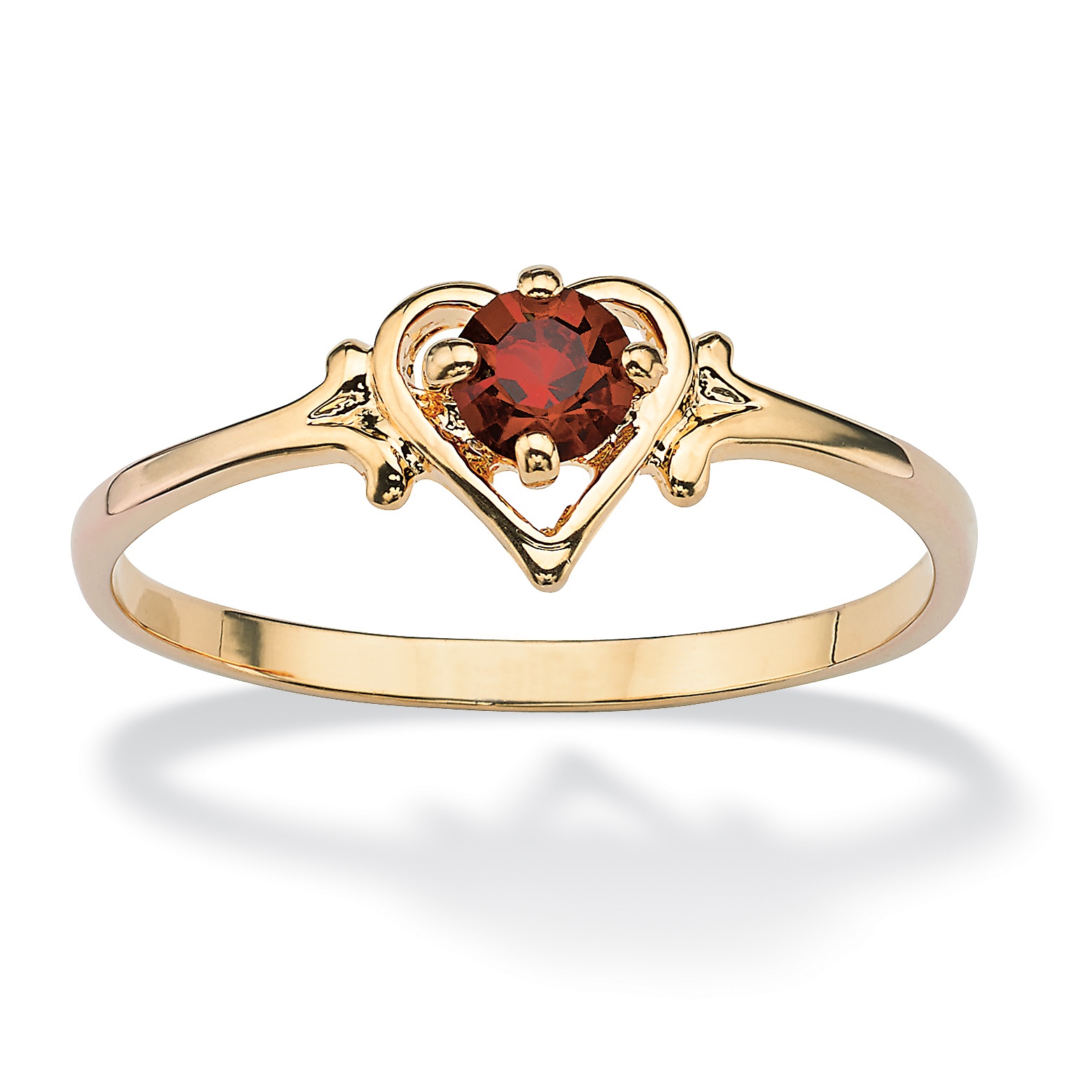 Simulated Birthstone 14k Gold-Plated Heart-Shaped Ring