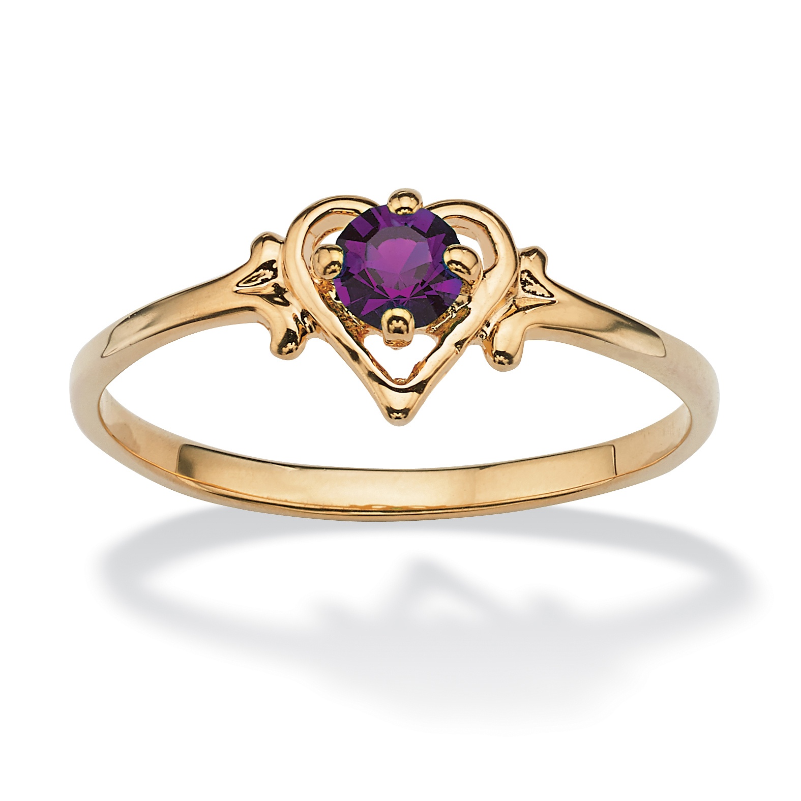 Simulated Birthstone 14k Gold-Plated Heart-Shaped Ring
