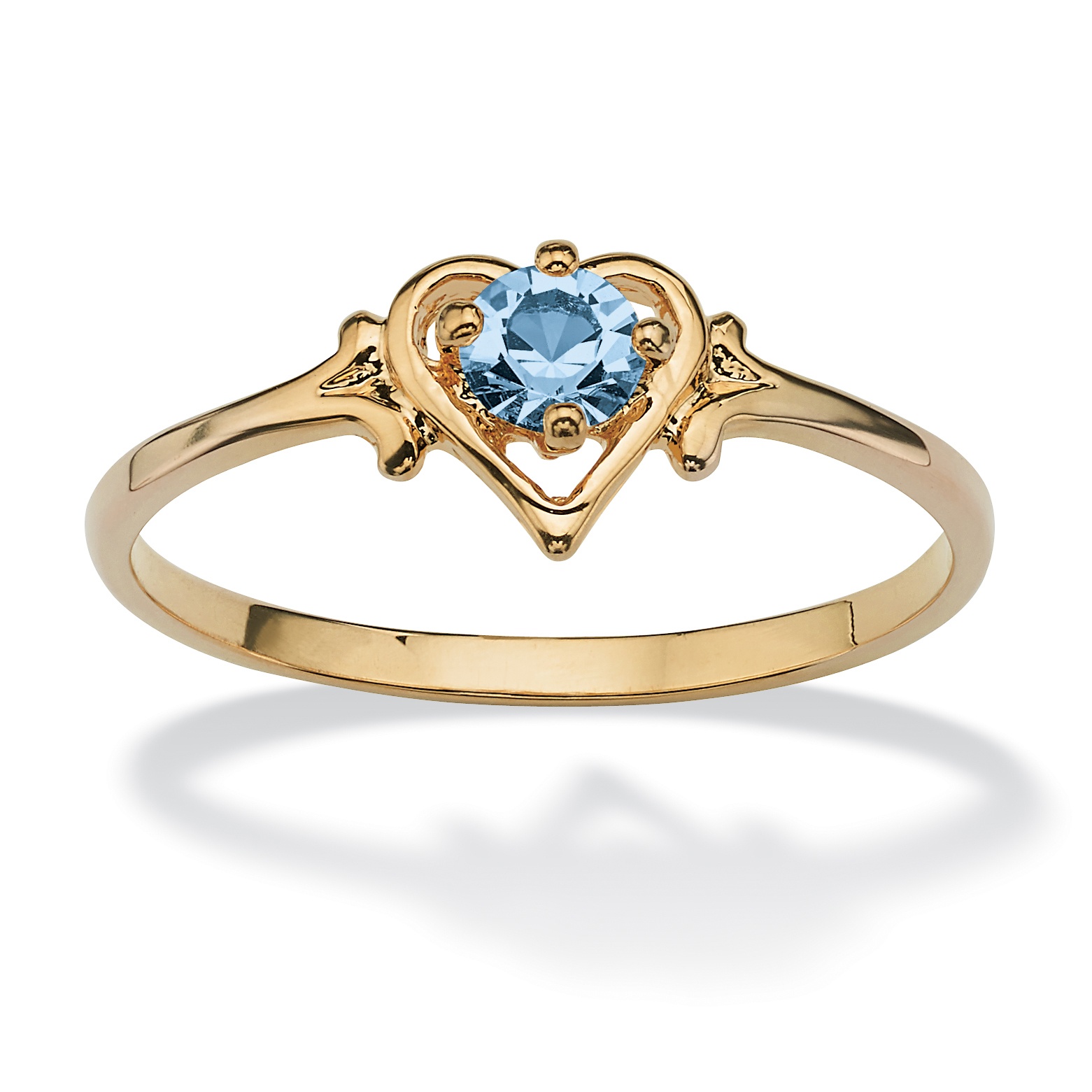 Simulated Birthstone 14k Gold-Plated Heart-Shaped Ring