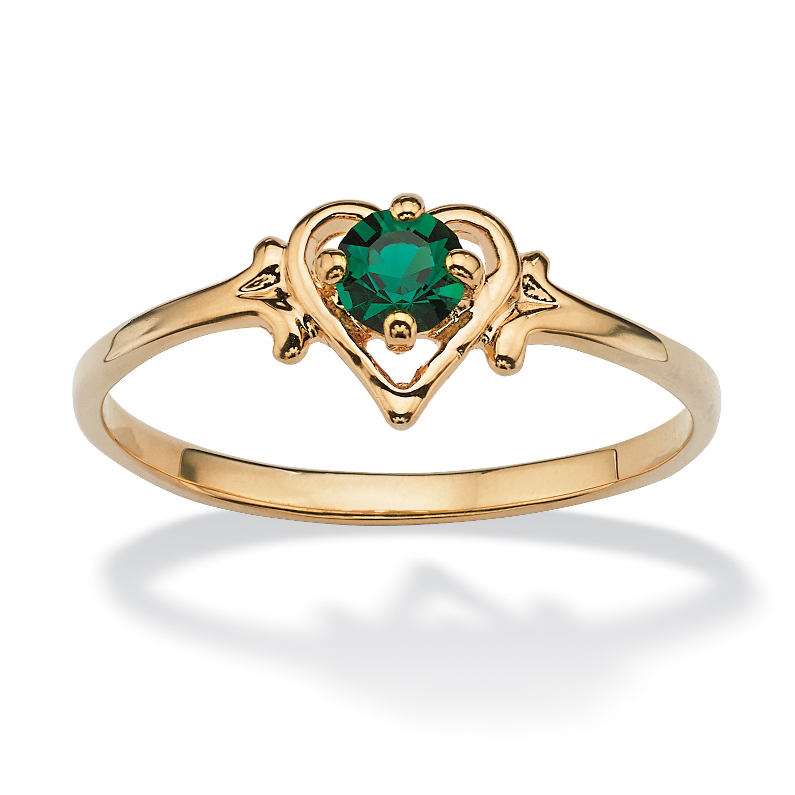 Simulated Birthstone 14k Gold-Plated Heart-Shaped Ring