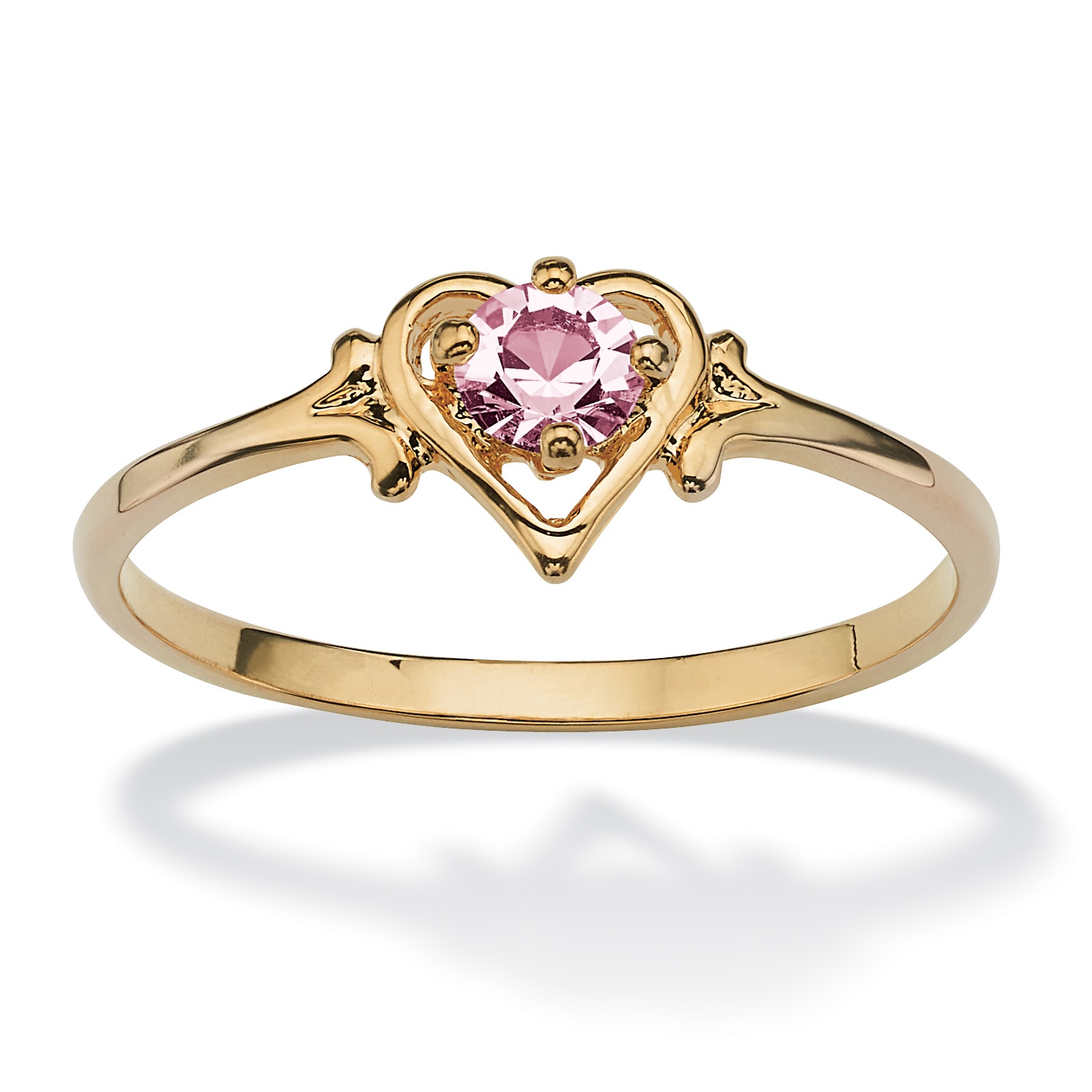 Simulated Birthstone 14k Gold-Plated Heart-Shaped Ring