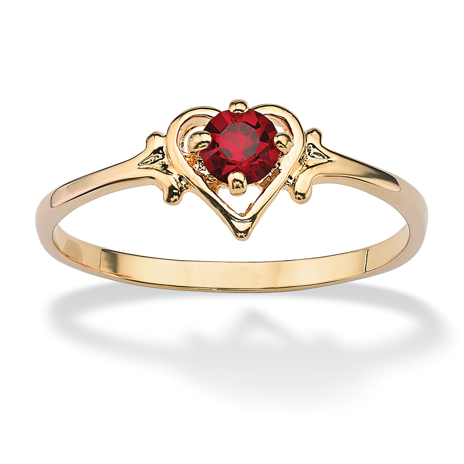 Simulated Birthstone 14k Gold-Plated Heart-Shaped Ring