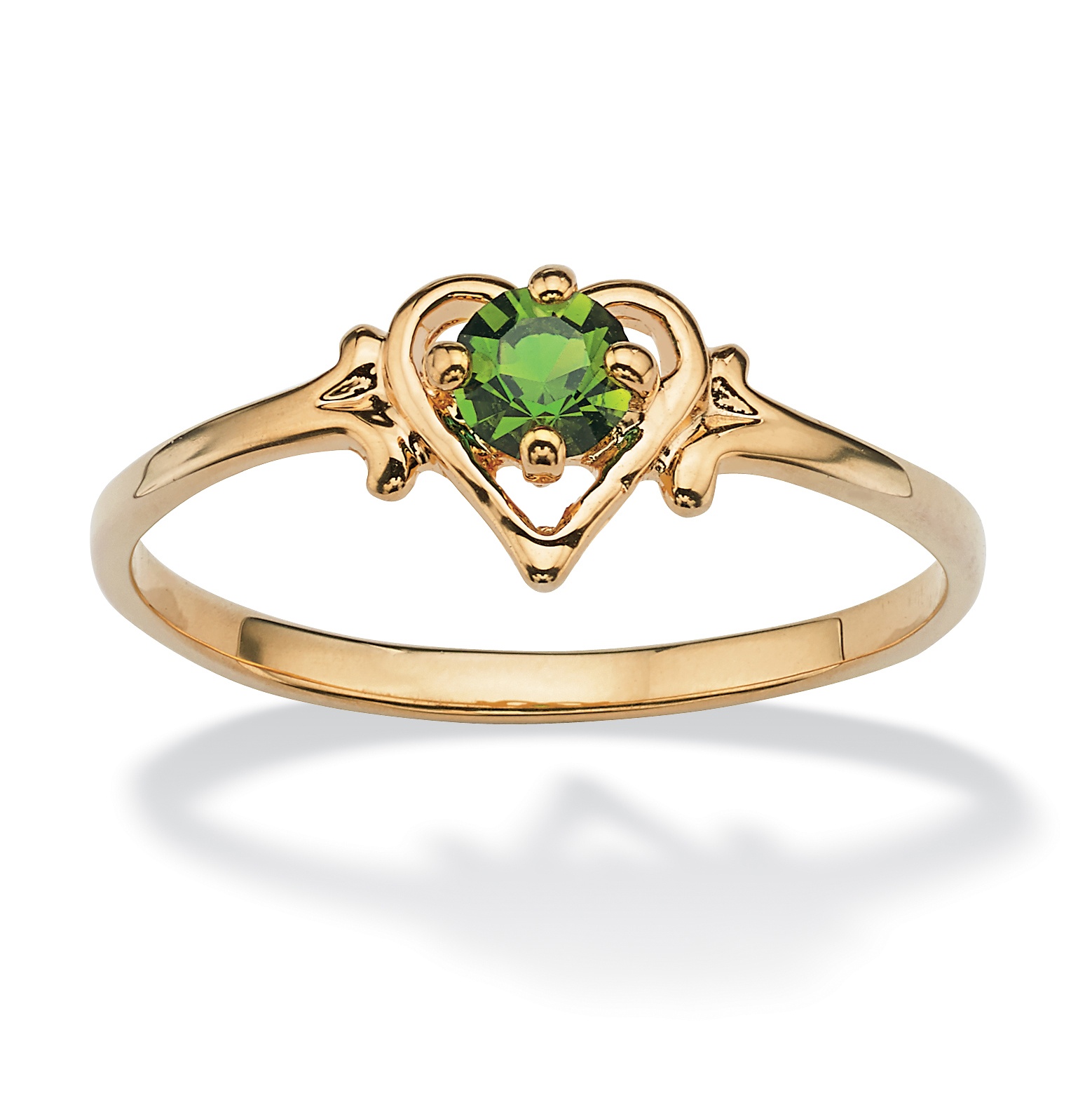 Simulated Birthstone 14k Gold-Plated Heart-Shaped Ring