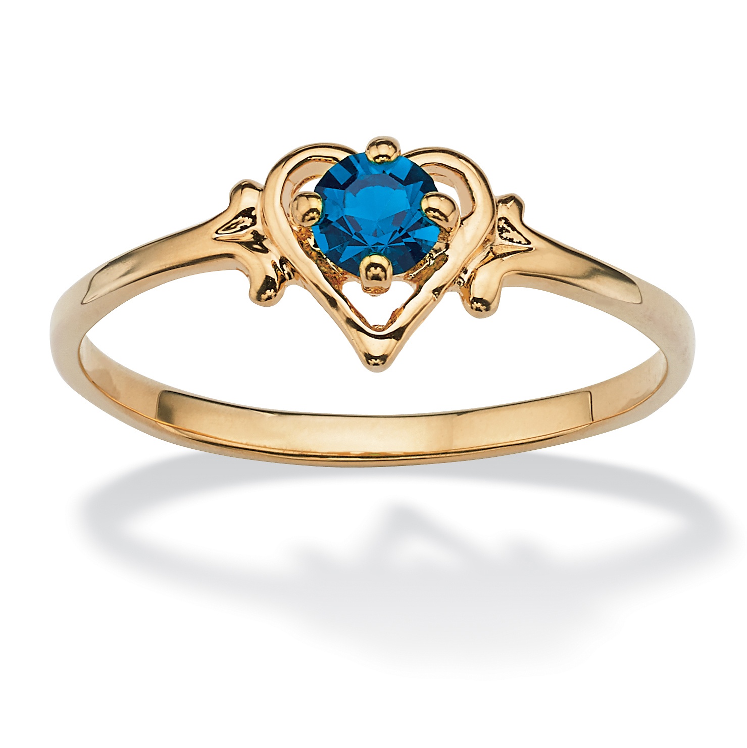 Simulated Birthstone 14k Gold-Plated Heart-Shaped Ring