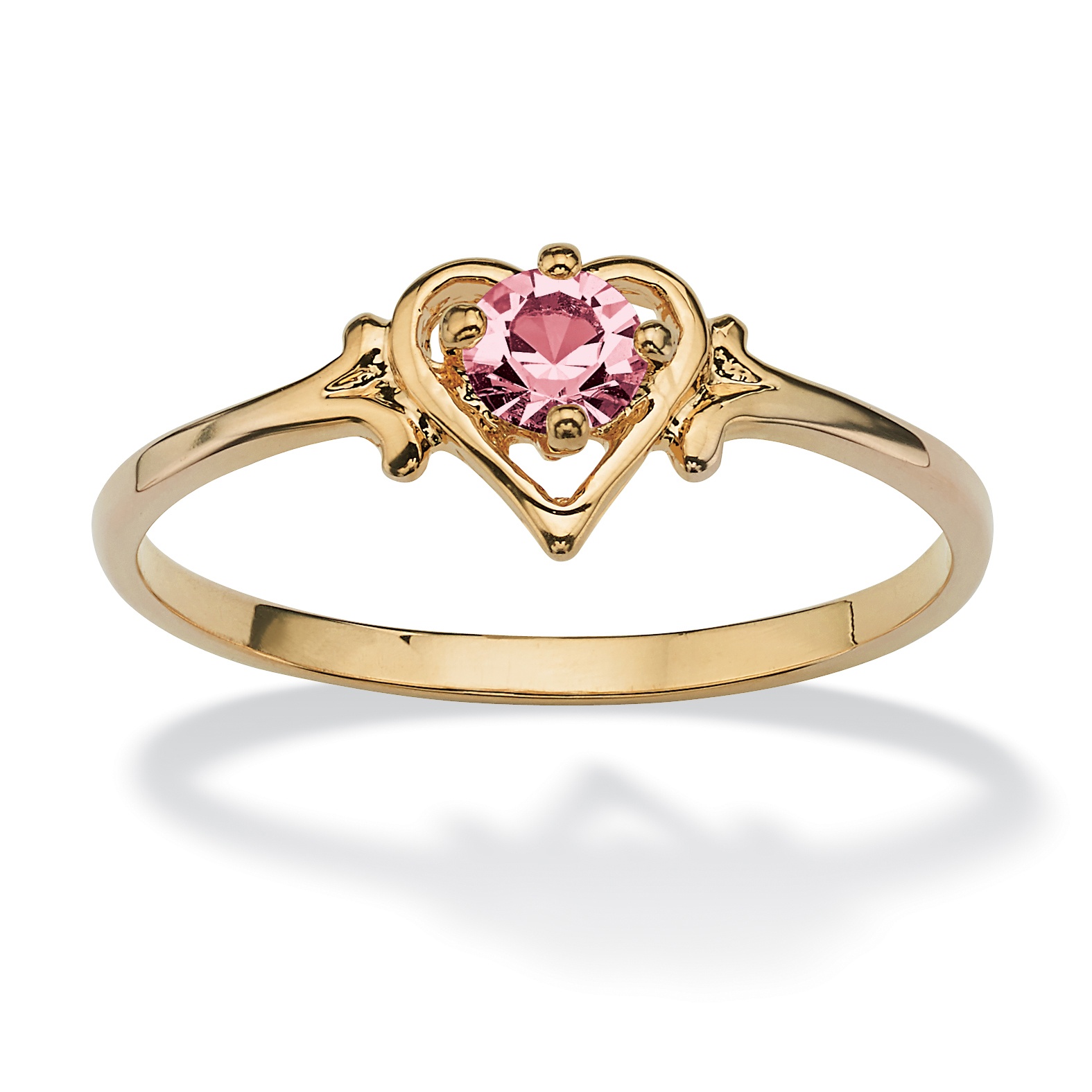 Simulated Birthstone 14k Gold-Plated Heart-Shaped Ring