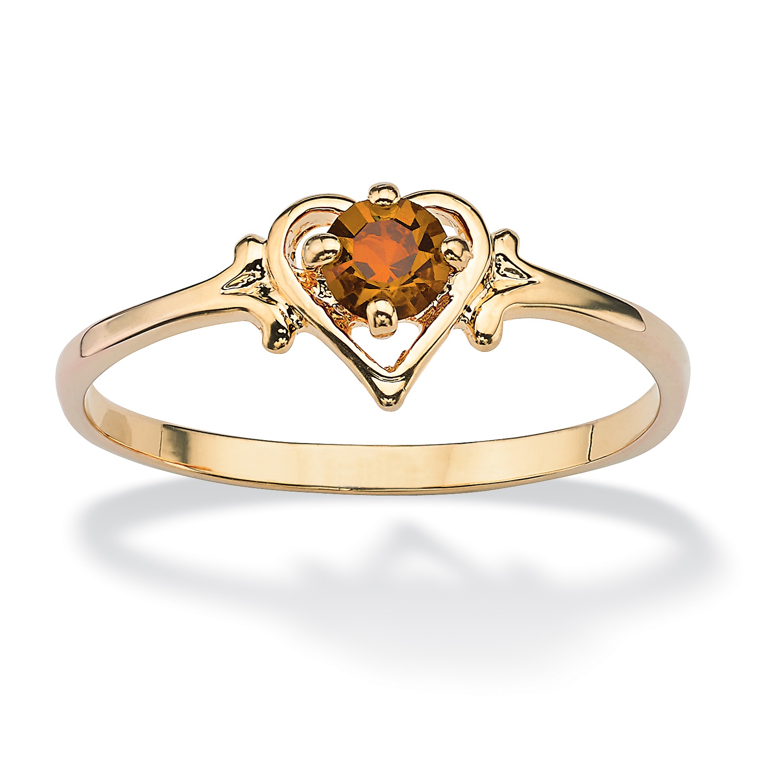 Simulated Birthstone 14k Gold-Plated Heart-Shaped Ring