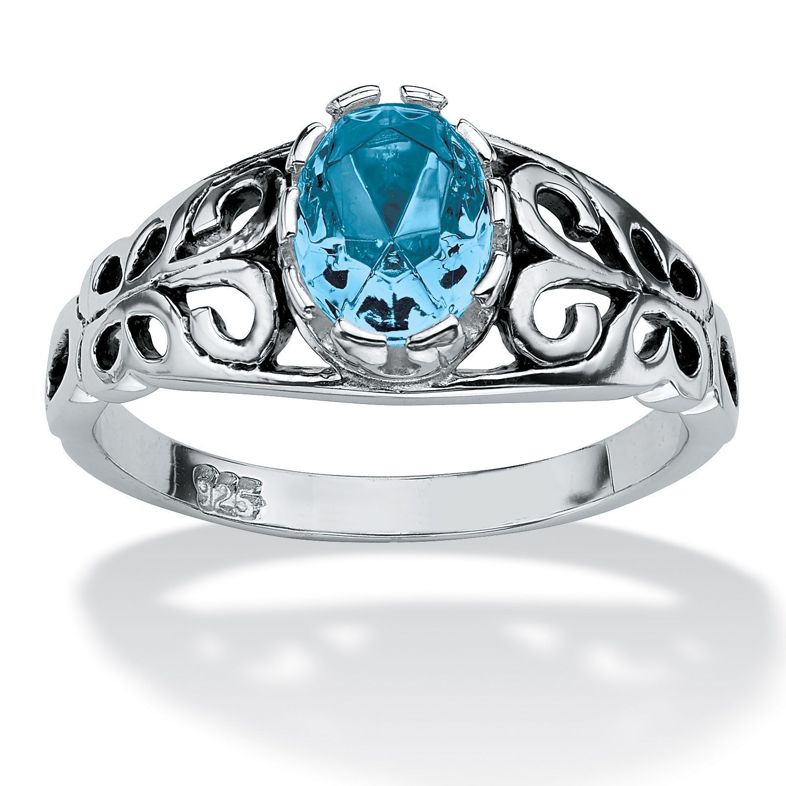 Antiqued Sterling Silver Birthstone Ring