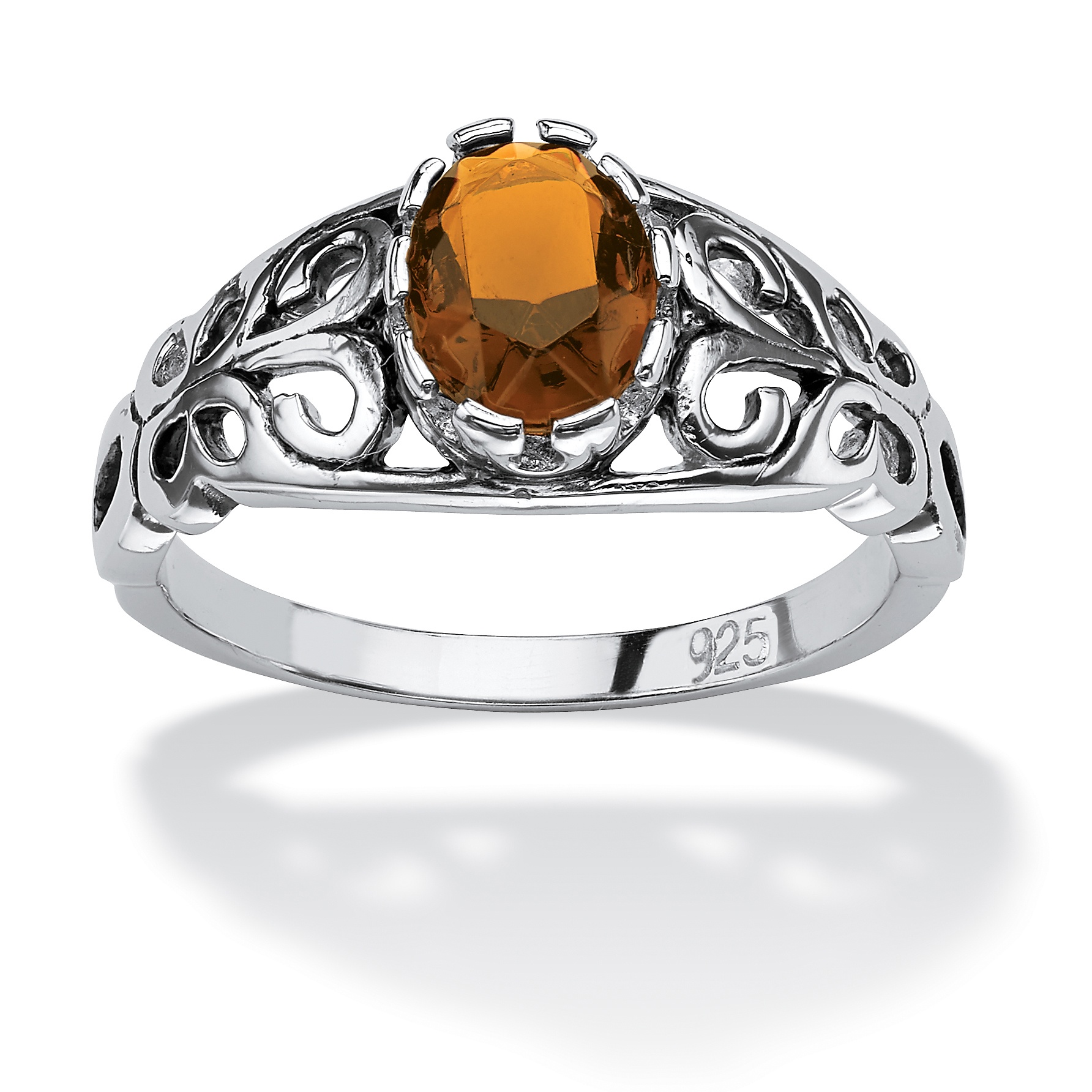 Antiqued Sterling Silver Birthstone Ring