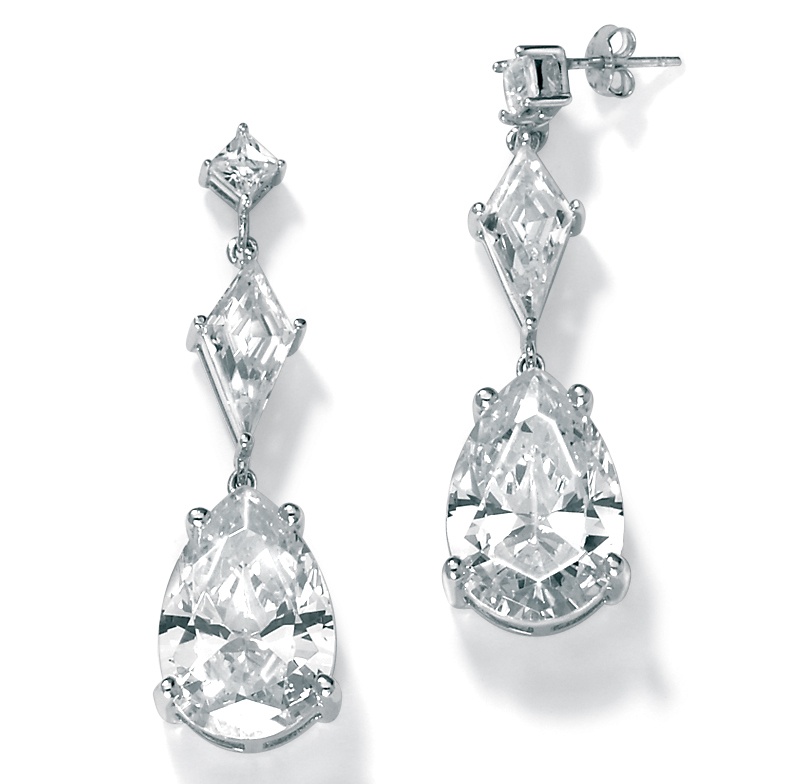 Multi-Shaped DiamonUltra&trade; CZ Sterling Silver Drop Earrings