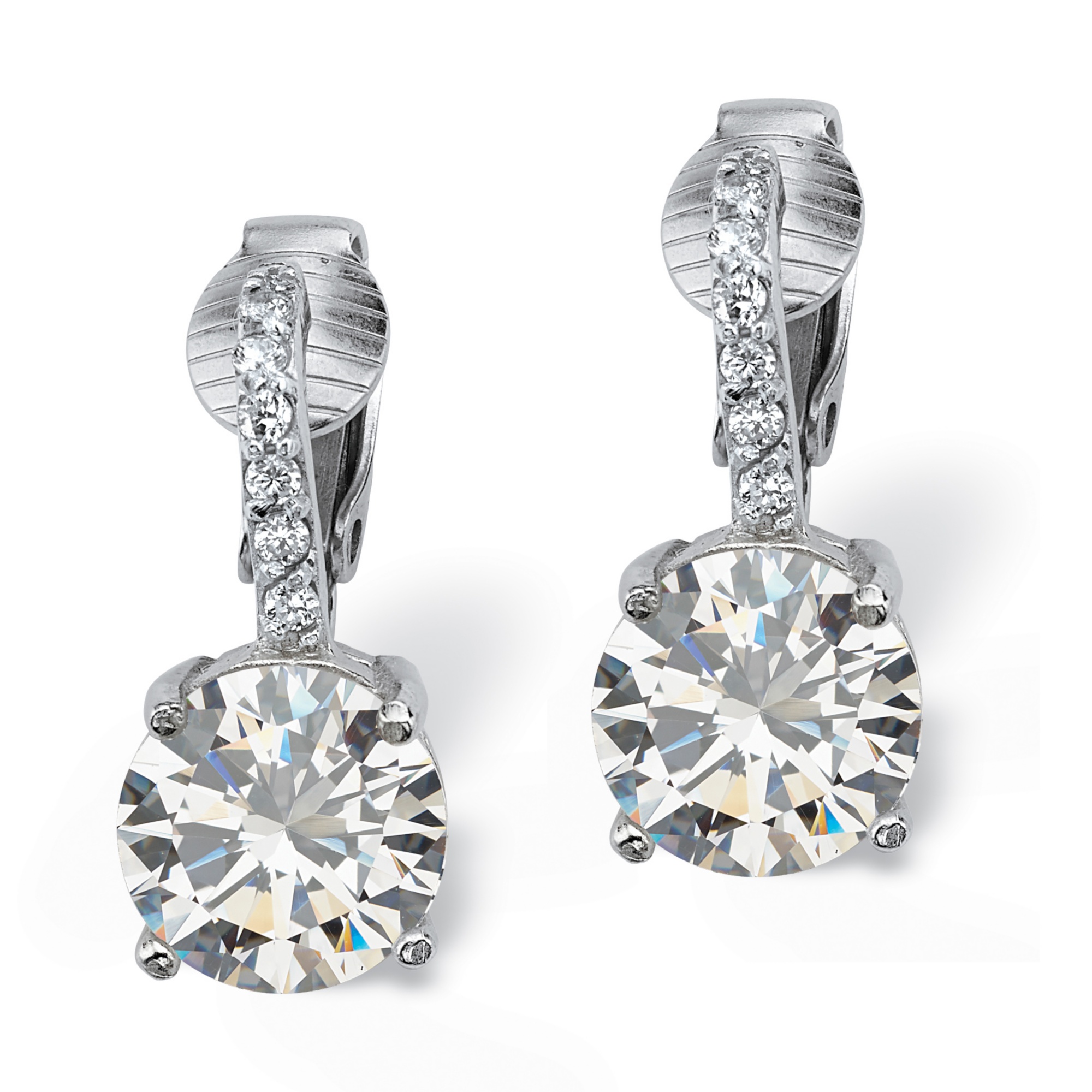 DiamonUltra&trade; CZ Platinum Over Sterling Silver Clip-On Earrings