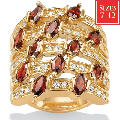 Garnet 18k Gold over Sterling Silver Ring, Sizes 7-12