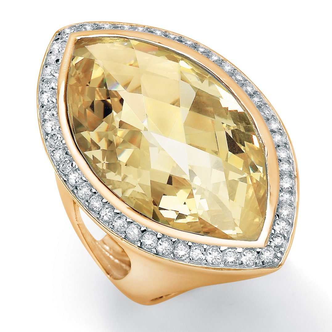 Yellow DiamonUltra&trade; CZ 18k Gold over Sterling Silver Ring