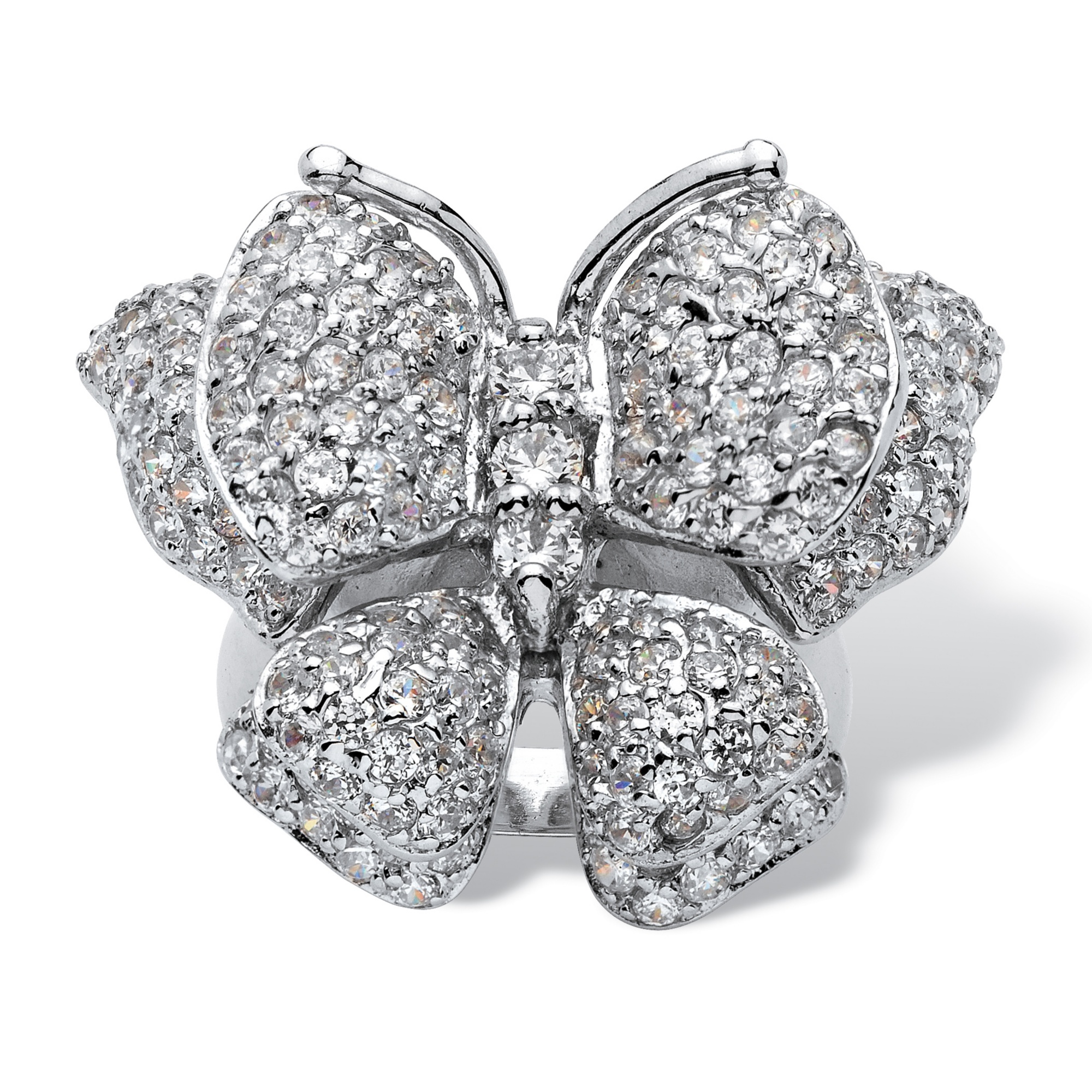 DiamonUltra™ CZ Sterling Silver Butterfly Ring, Sizes 7-12