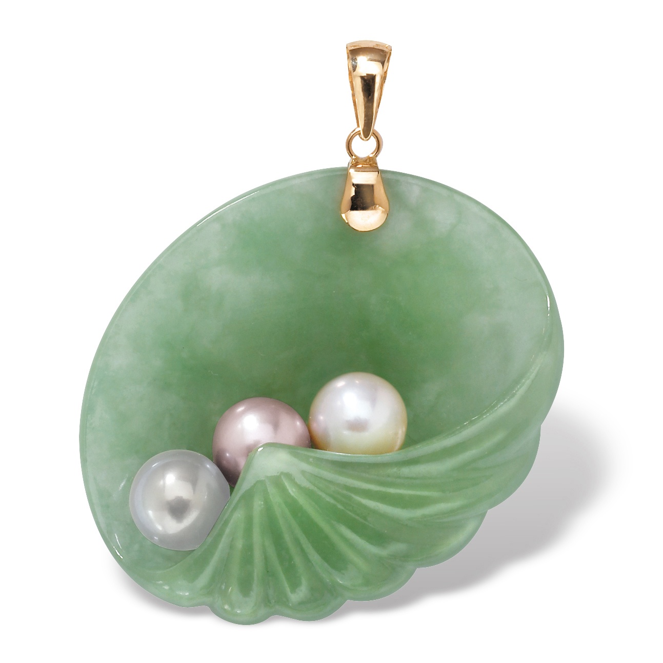 Jade/Pearl 14k Gold Pendant