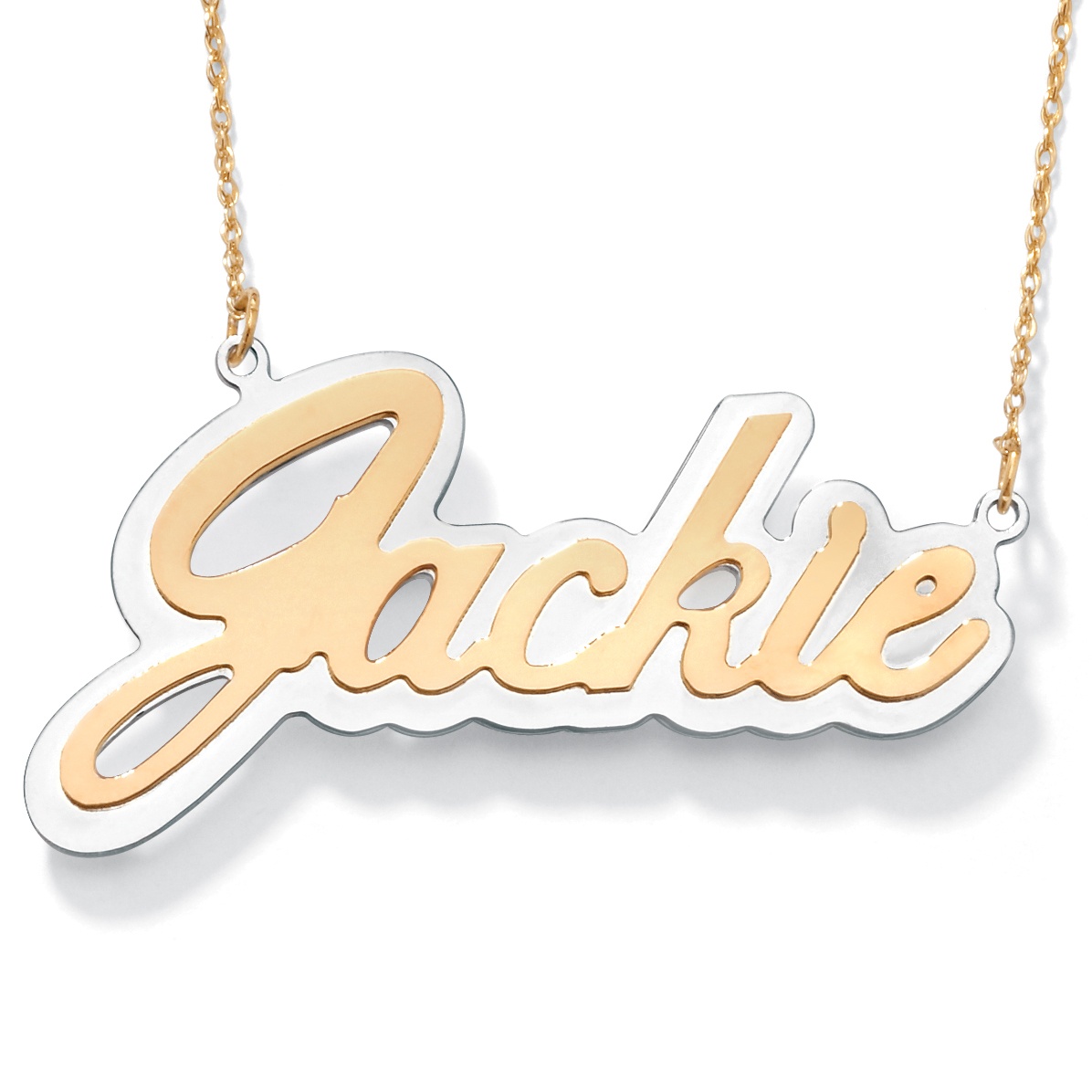 Sterling Silver/10k Script Name Necklace 18"