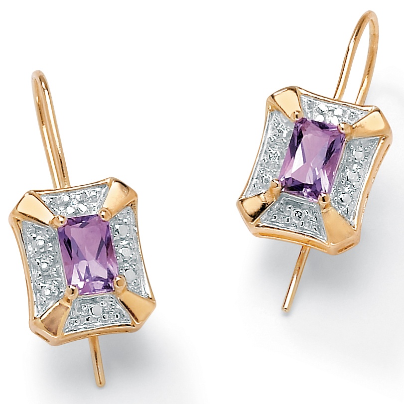 Amethyst 18k/Sterling Silver Square Earrings